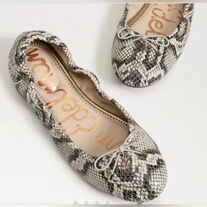 New Sam Edelman Felicia Snake Ballet Flats Leather with Rounded Toe Size 8.5